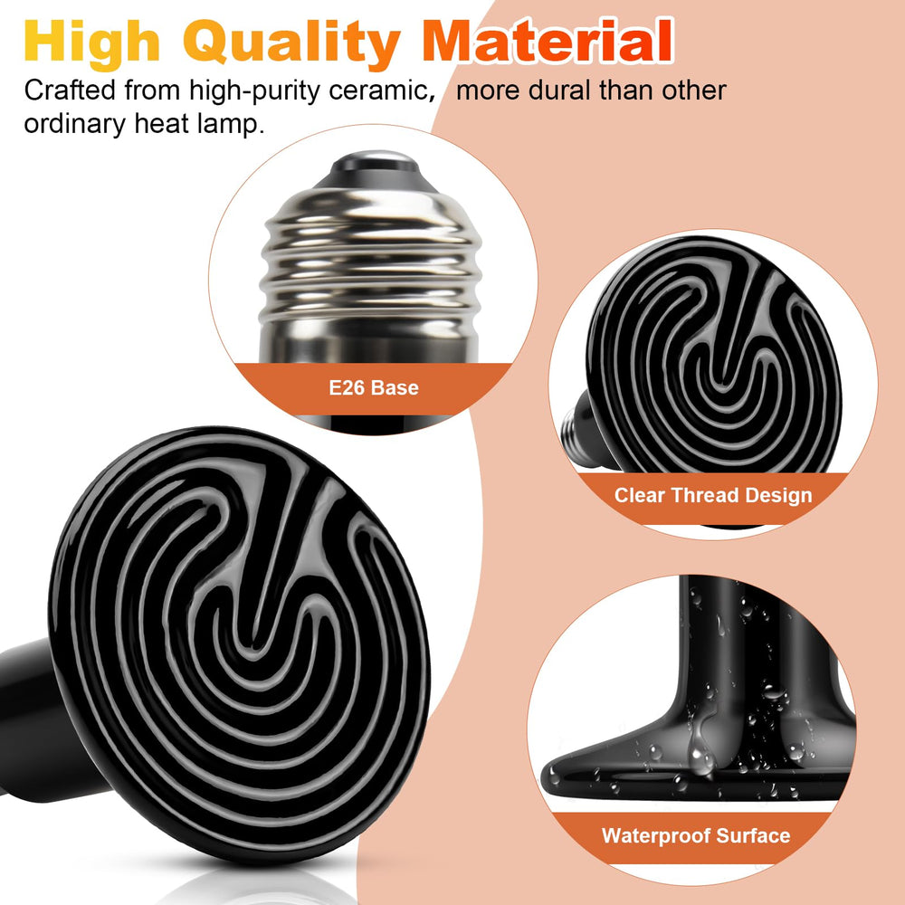 MIXJOY ceramic heat emitter durable in humidity, ideal for glass terrariums and damp environments.