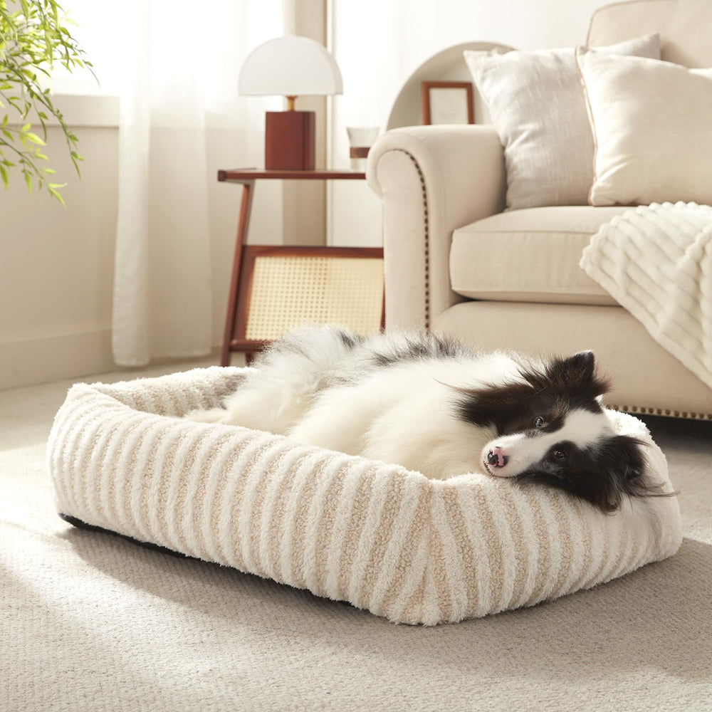 MIXJOY dog bed cozy nest with plush faux fur for curling up comfortably