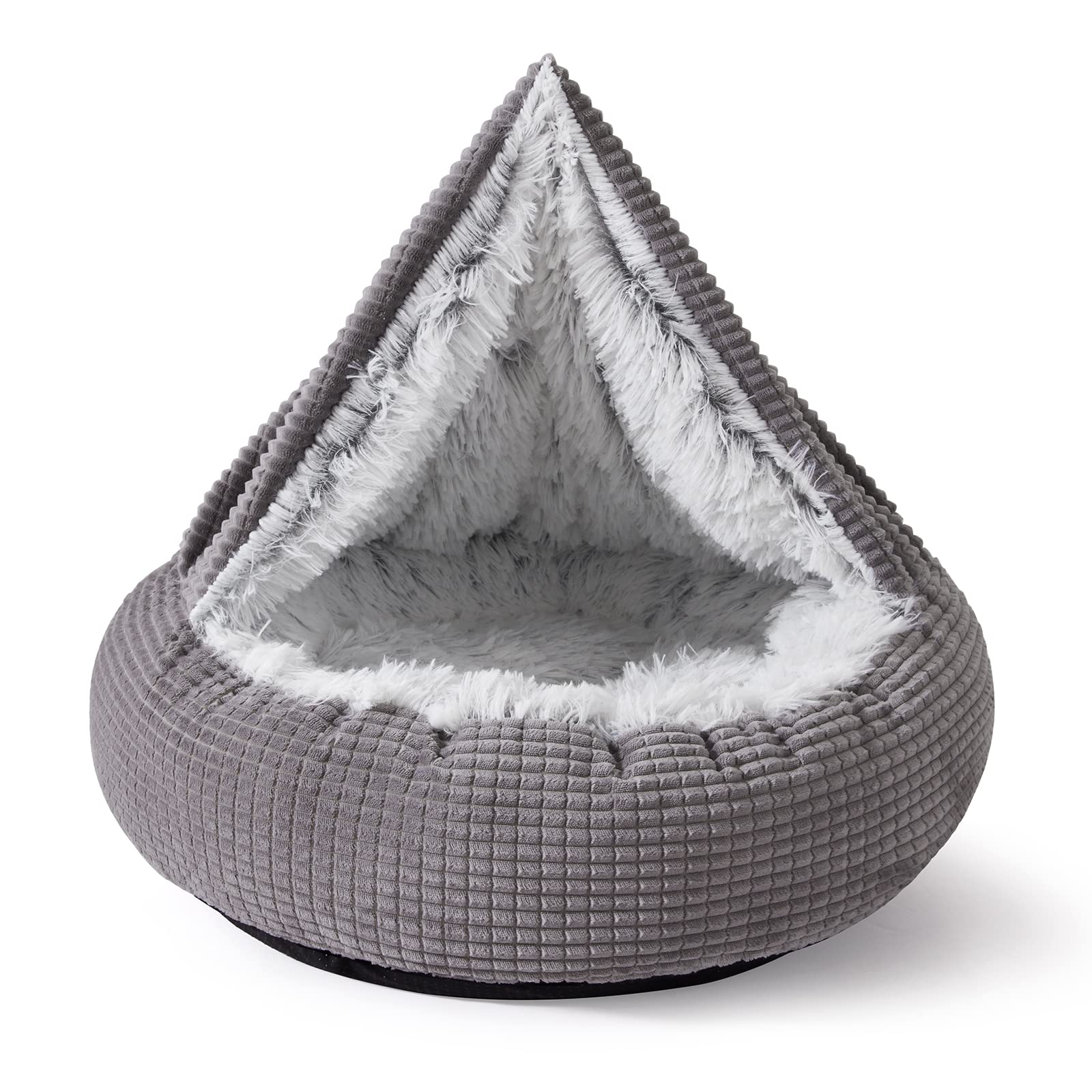 MIXJOY dog bed with hooded donut cave offers a cozy private hideaway for curling up.