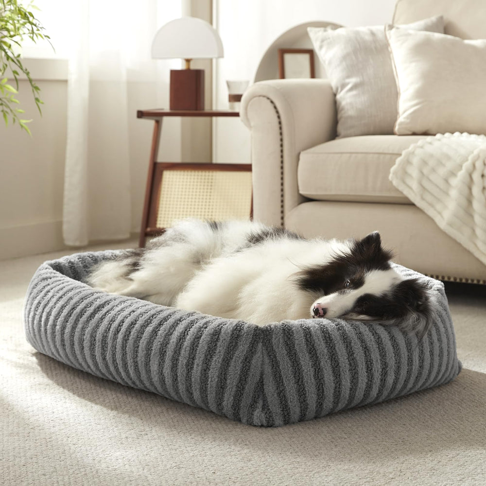 MIXJOY dog bed medium in-use nap on soft grey bed