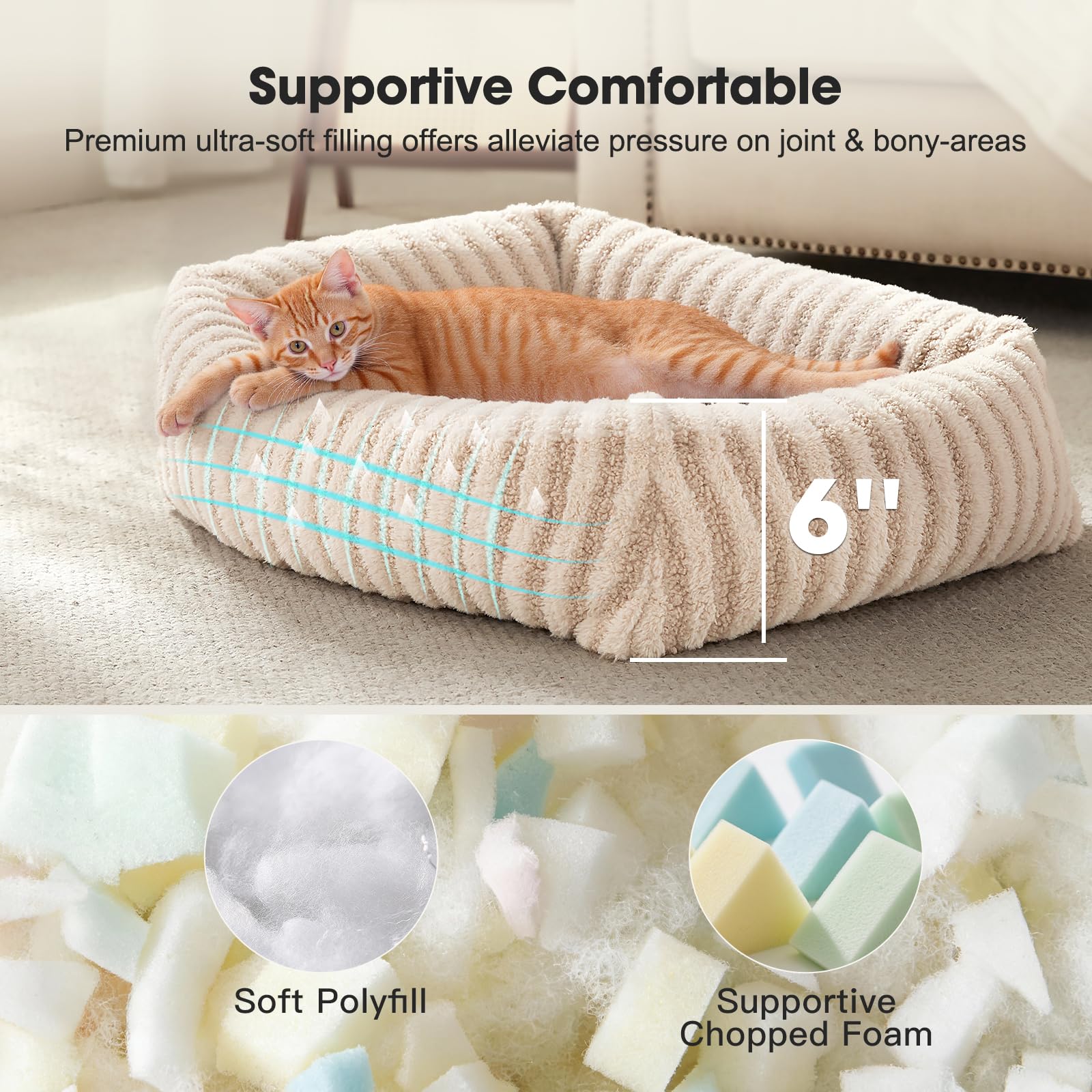 MIXJOY dog bed rectangle with anti-slip bottom stays in place during play