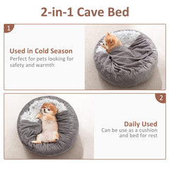 MIXJOY donut bed plush interior close-up shows soft materials and comforting texture.