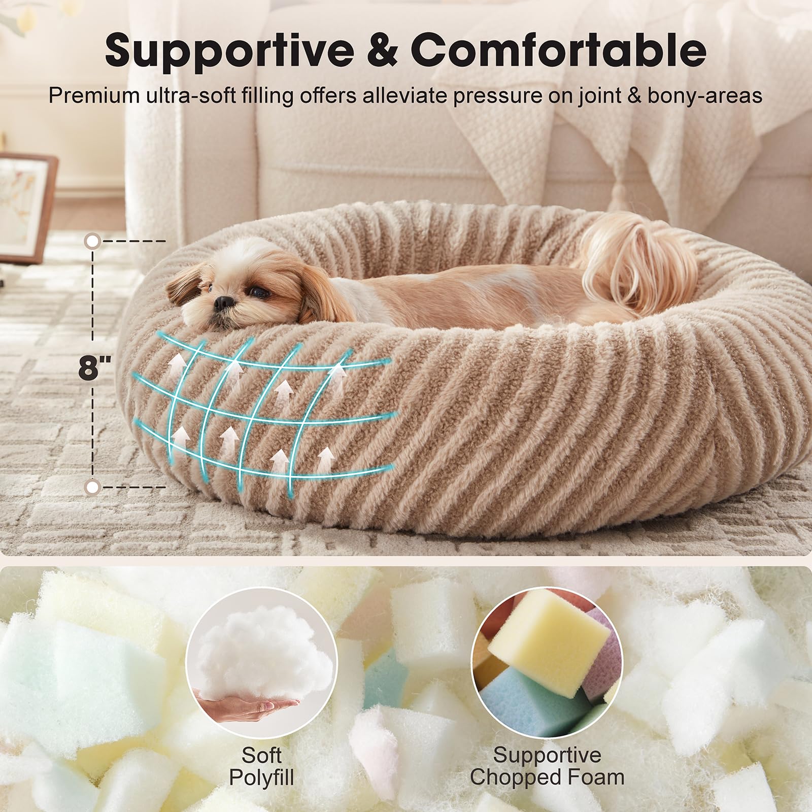 MIXJOY donut bed with machine-washable cover maintains cleanliness