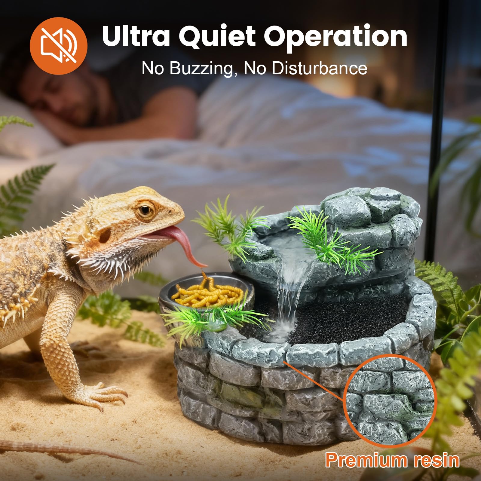 MIXJOY bearded dragon drinking station supports hydration and reduces mess in terrarium.