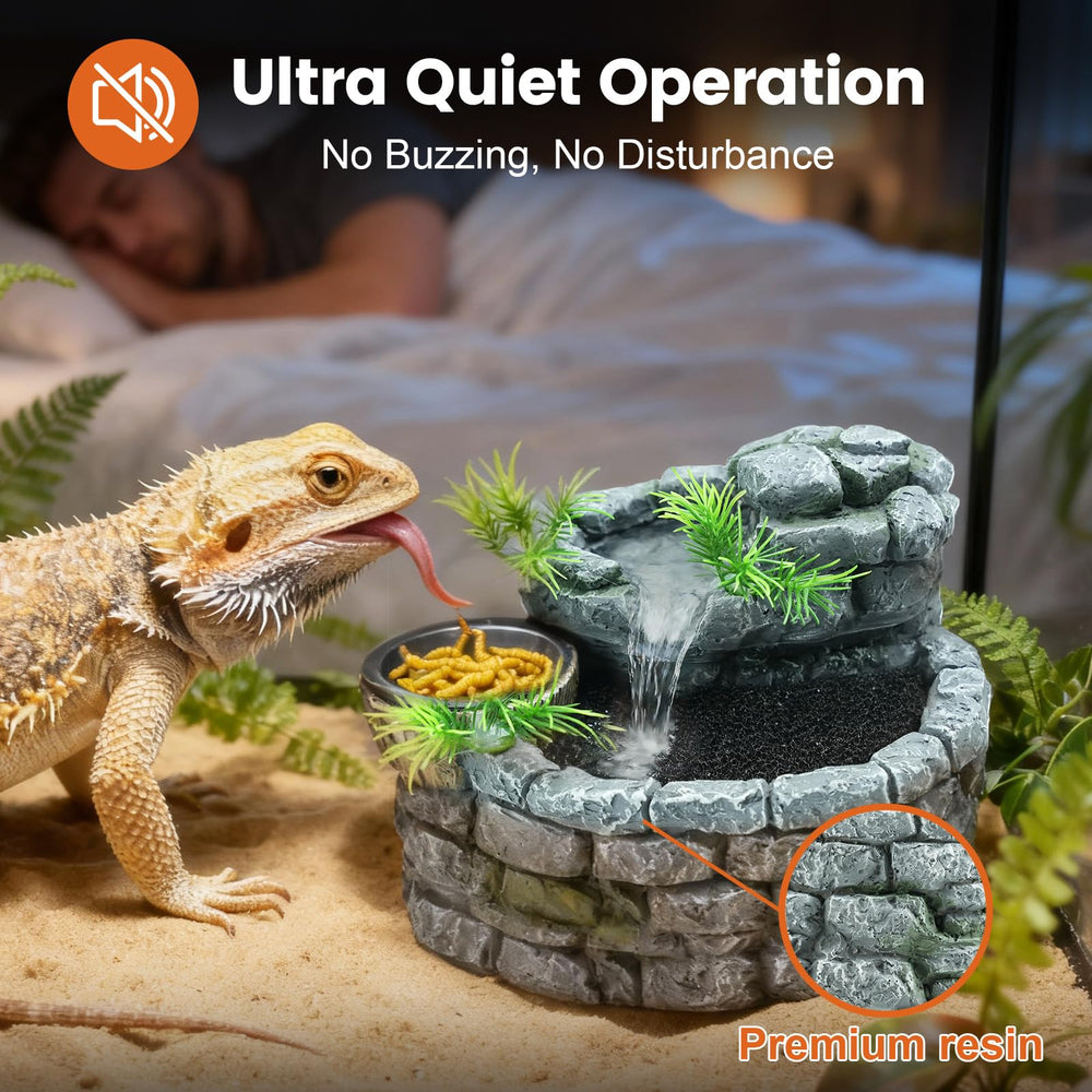 MIXJOY bearded dragon drinking station supports hydration and reduces mess in terrarium.