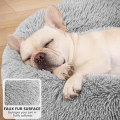 MIXJOY grey donut bed blends with home décor and warmth