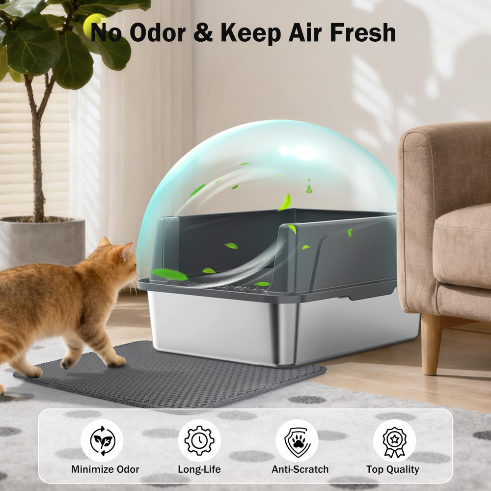 MixJOY high-sided curved walls prevent litter spills.
