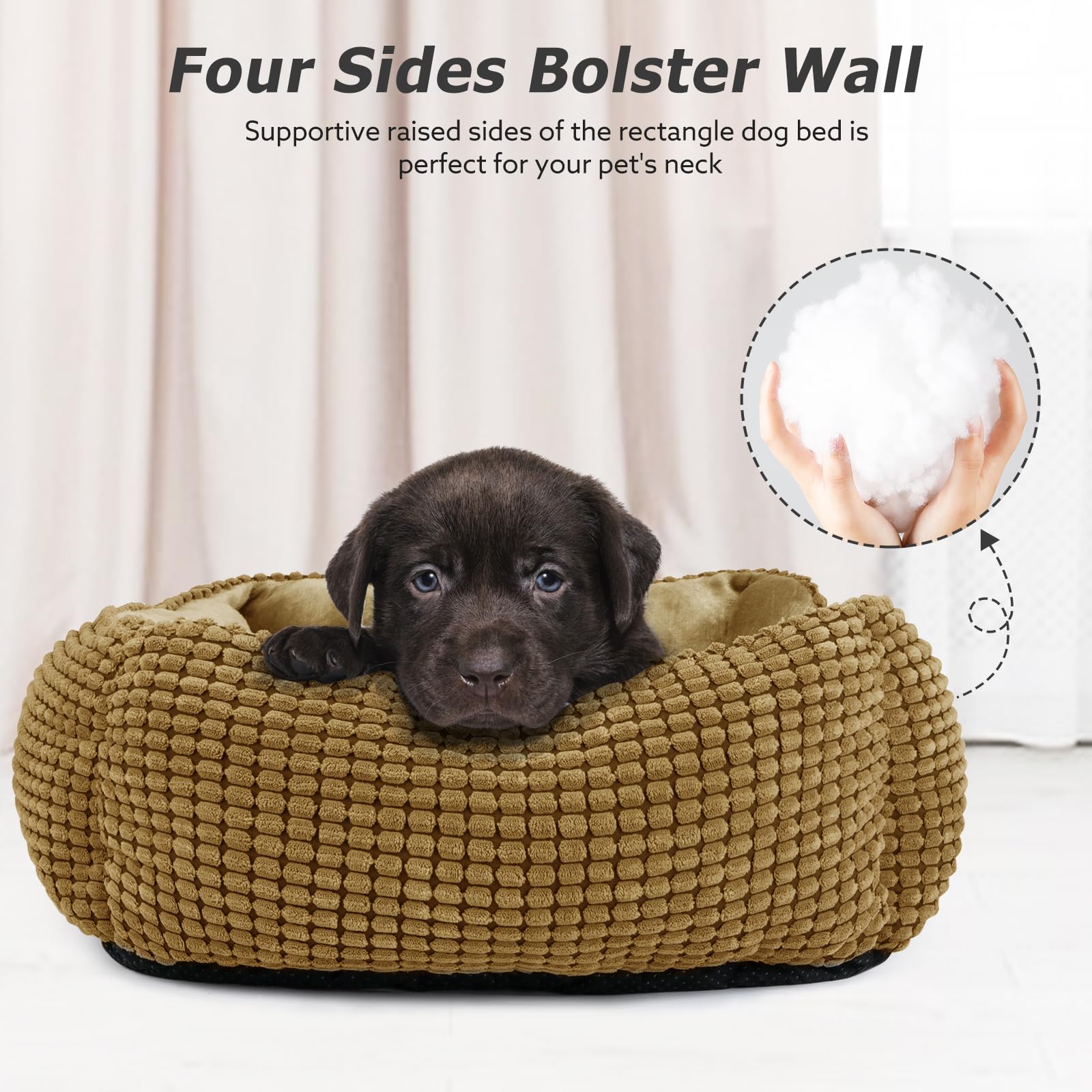 MIXJOY large dog bed side view highlighting raised edge for neck support
