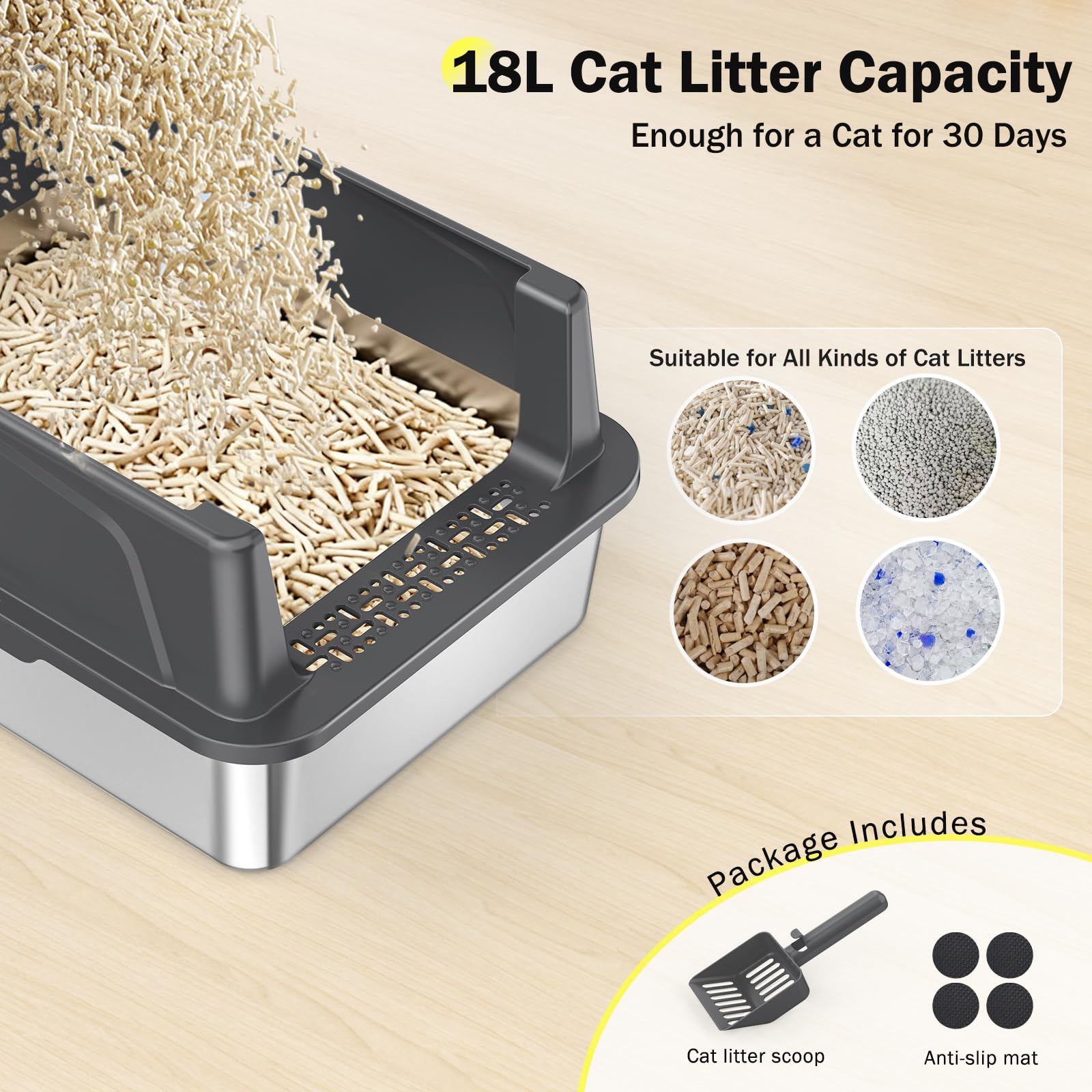 MixJOY litter filter plate reduces litter tracking.