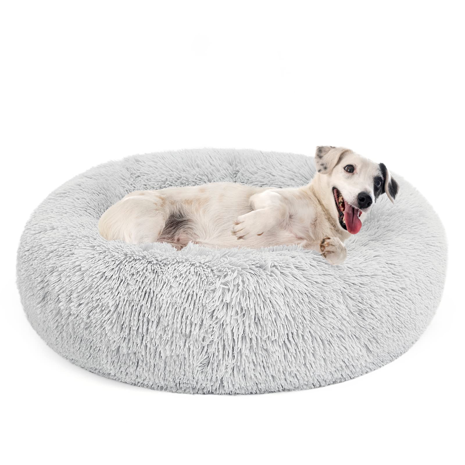 MIXJOY orthopedic donut bed with plush fur for cozy naps
