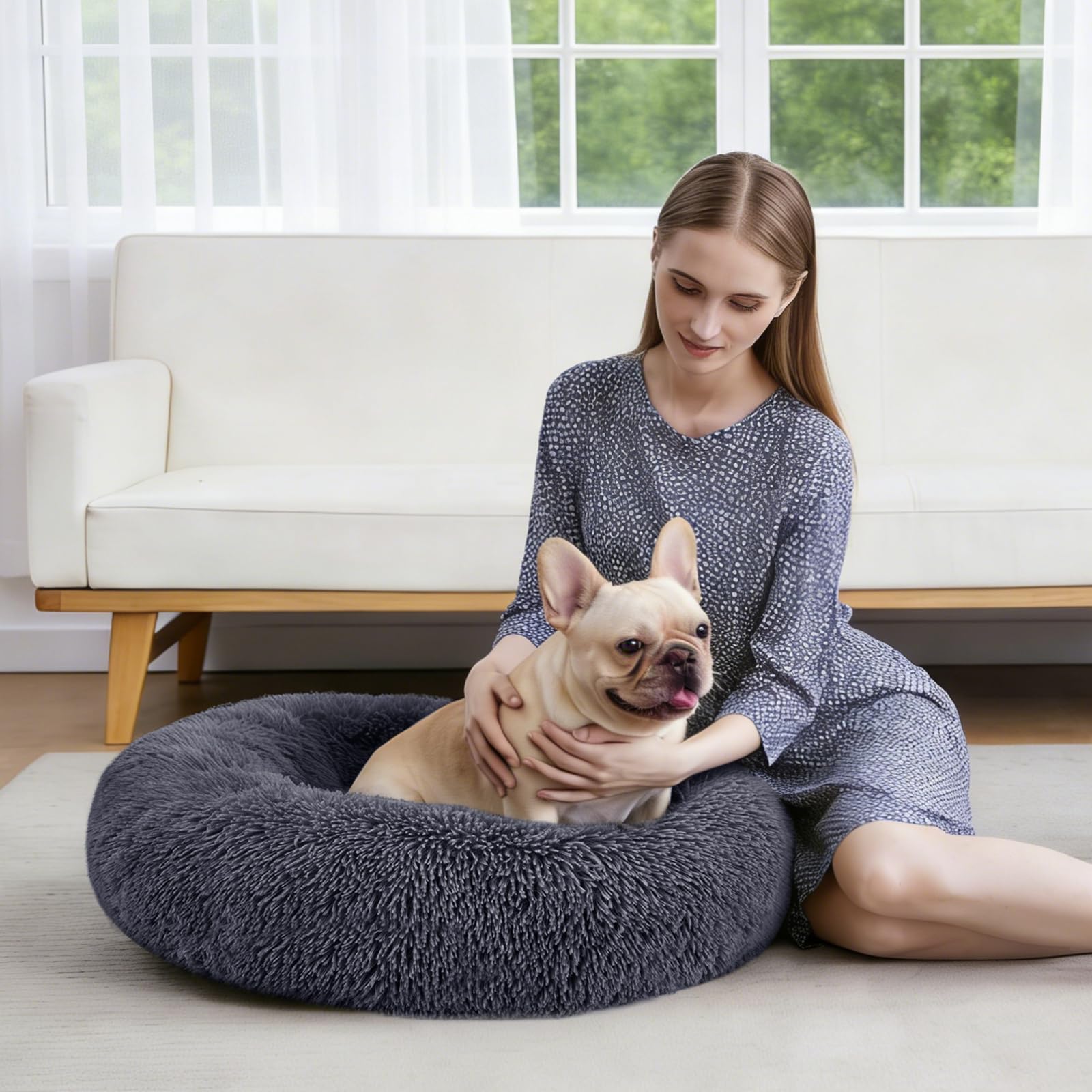 MIXJOY donut bed in grey-blue blends with home decor