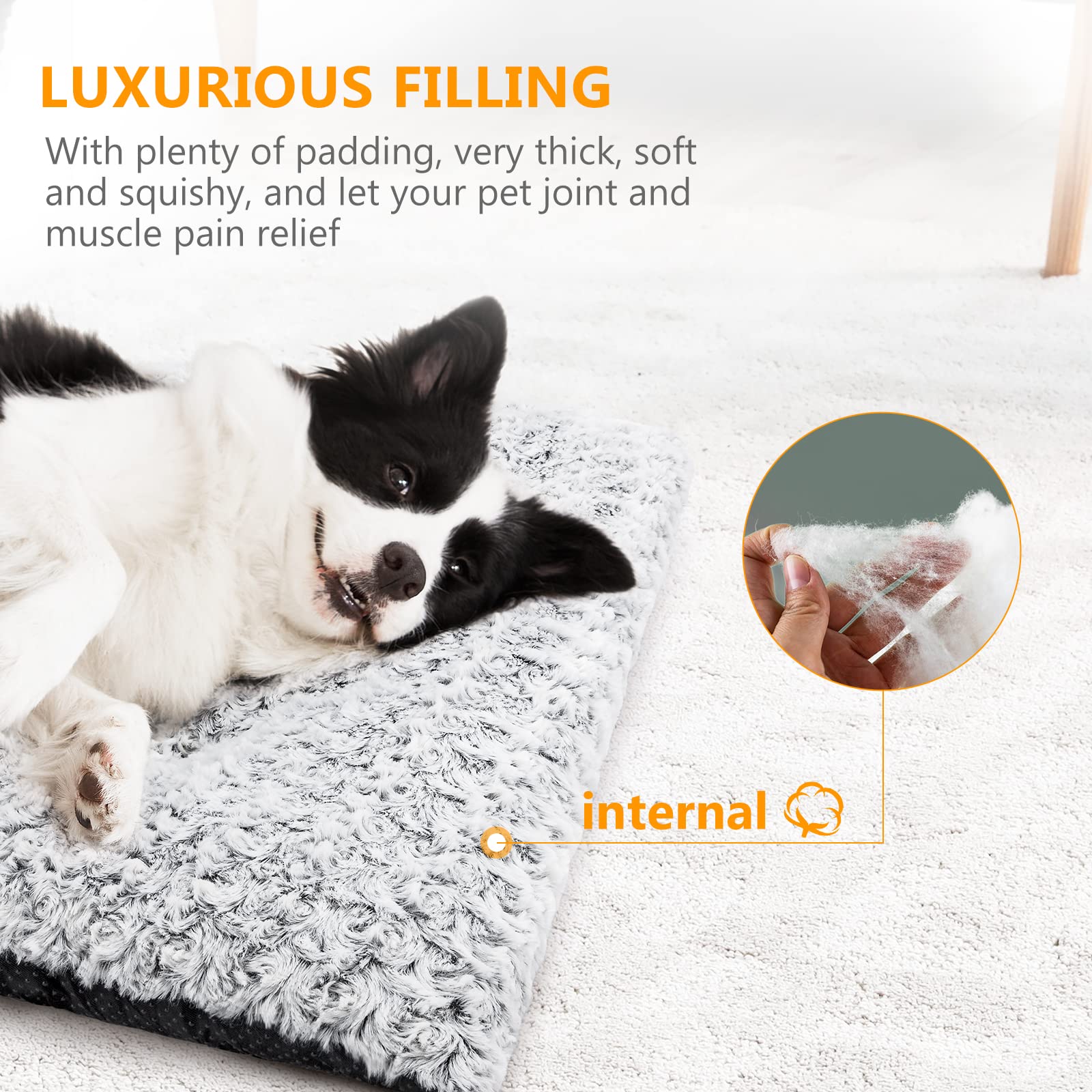 MIXJOY pet bed close-up highlighting thick, plush cushioning.