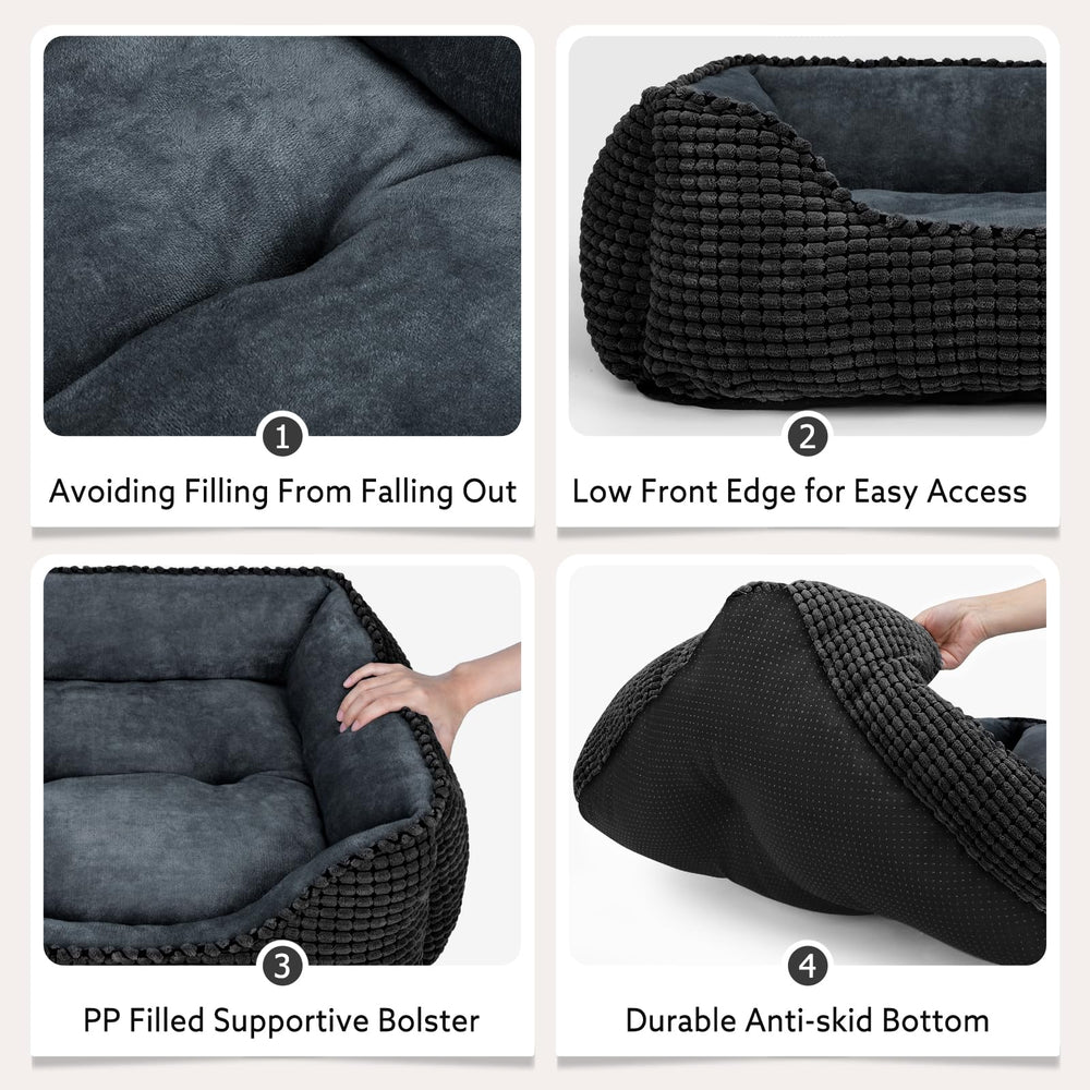 MIXJOY rectangle dog bed machine washable for easy cleanup.