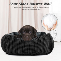 MIXJOY rectangle dog bed raised walls support head and neck during rest.