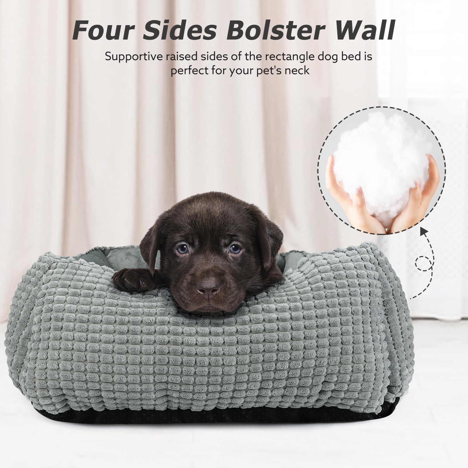 MIXJOY rectangle washable dog bed anti-slip bottom keeps bed in place