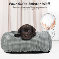 MIXJOY rectangle washable dog bed anti-slip bottom keeps bed in place