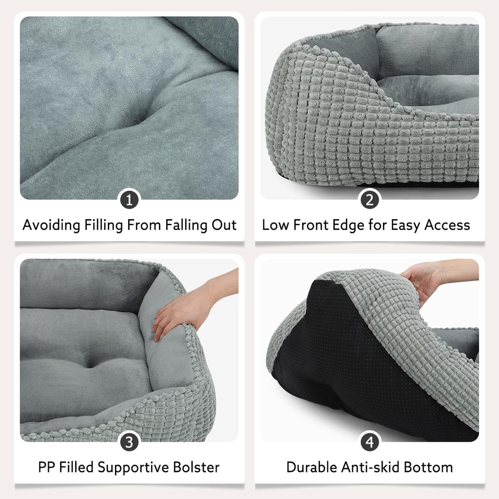 MIXJOY rectangle washable dog bed soft filling provides cushioned joint support
