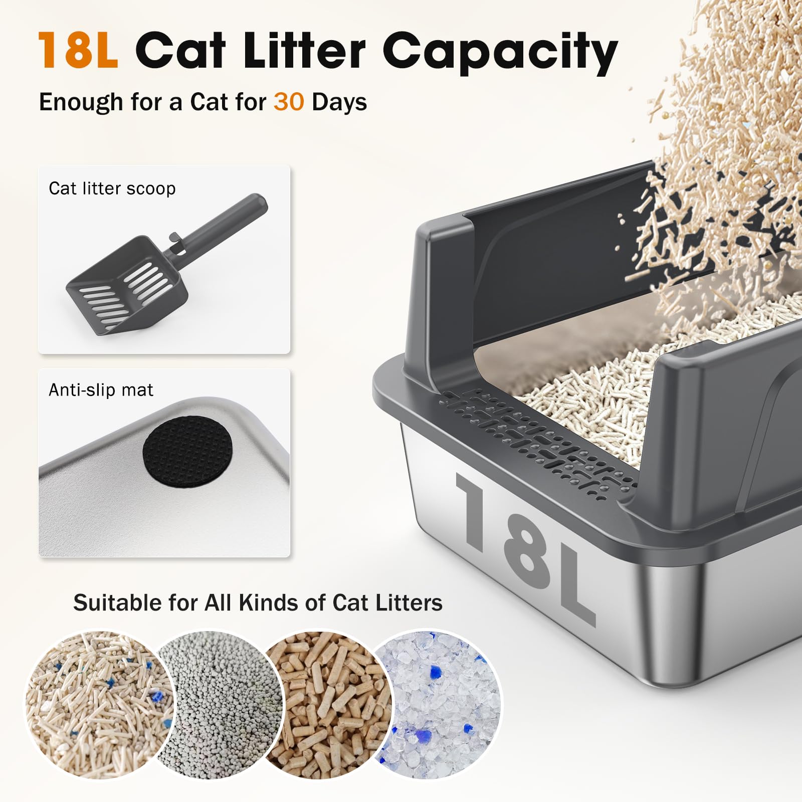 MIXJOY high walls and paw-filter entrance reduce litter tracking