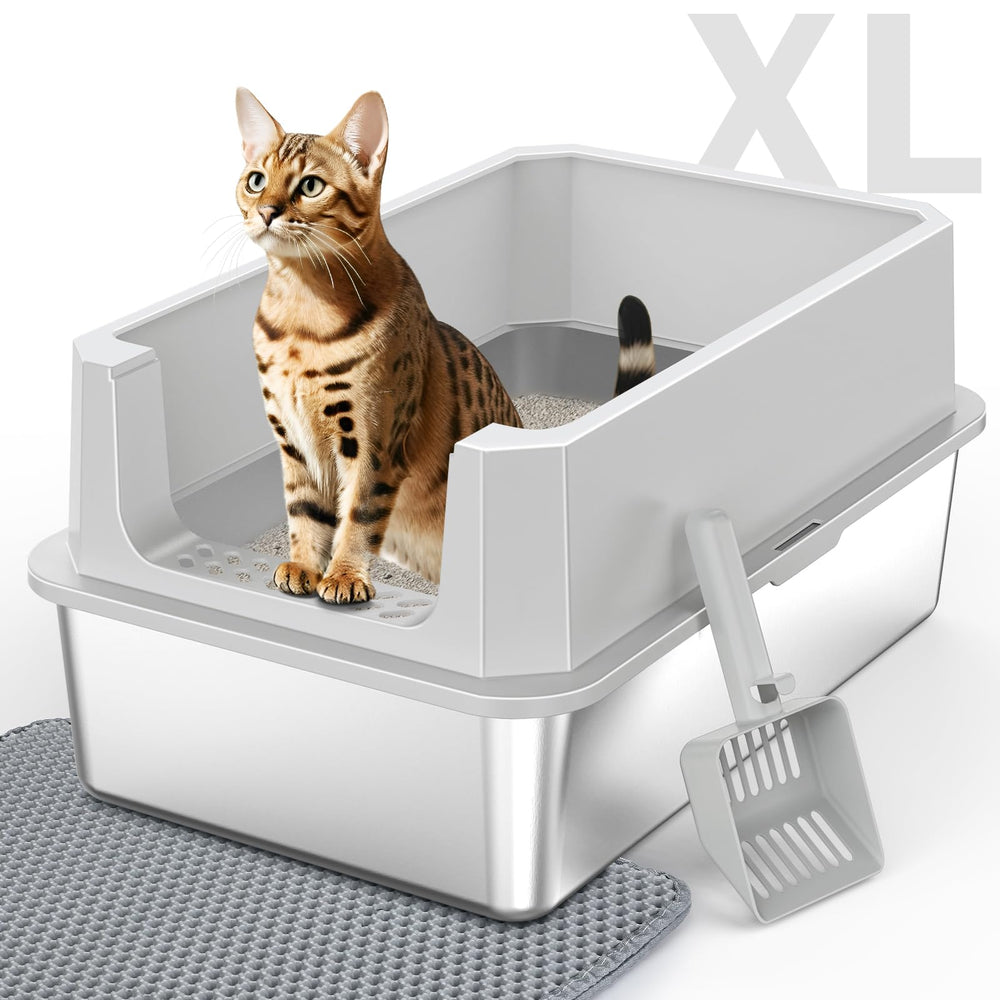 MIXJOY stainless steel litter box with lid for secure privacy.