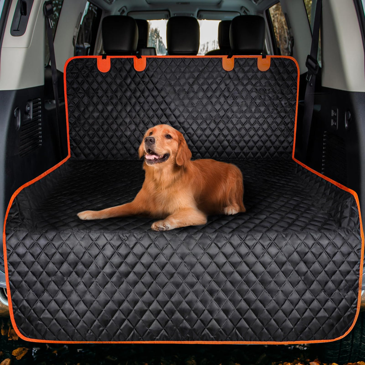 MIXJOY SUV cargo liner dogs-cover protects cargo area from pet dirt and hair.