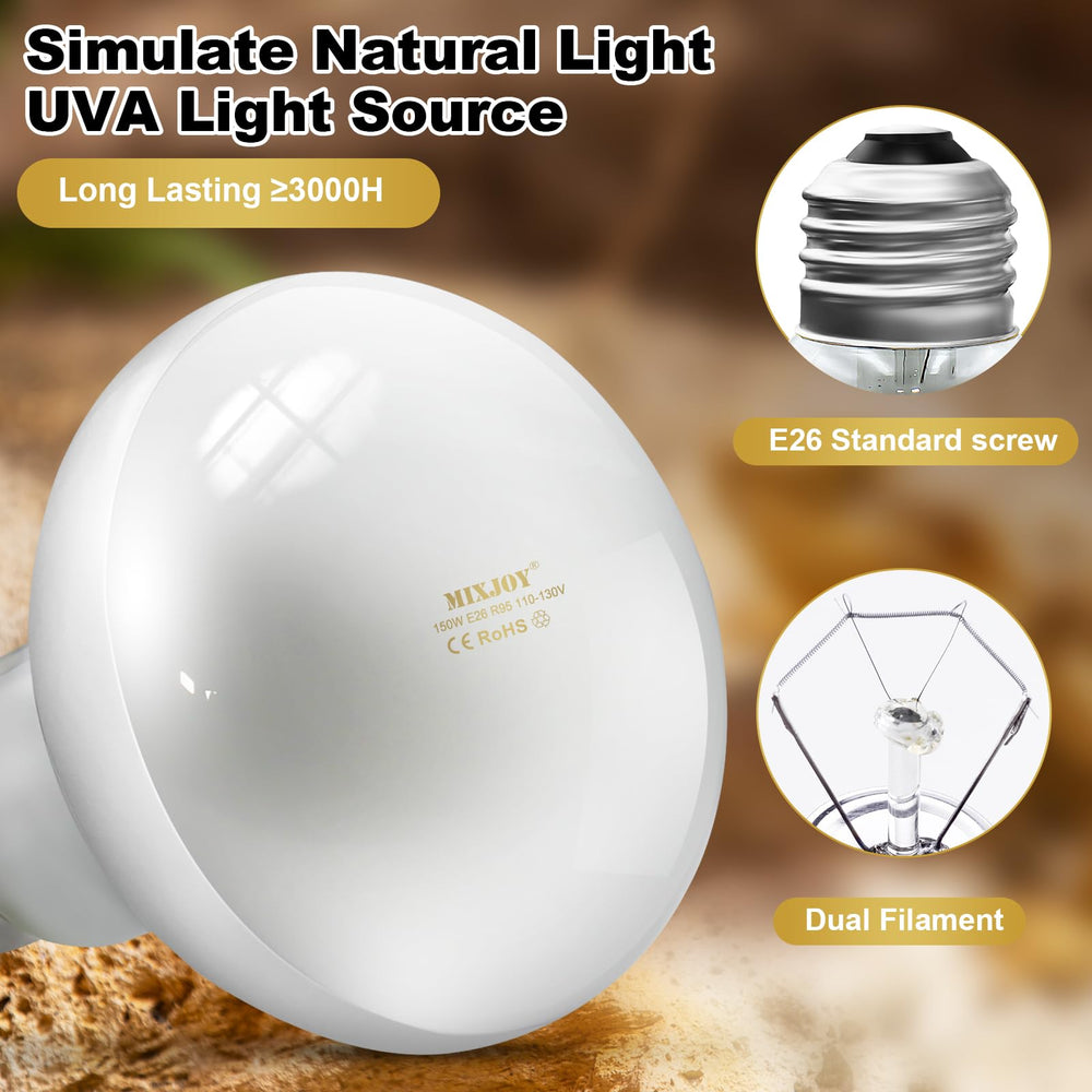 MixJOY UV daylight basking light enhances heat and visibility in terrarium