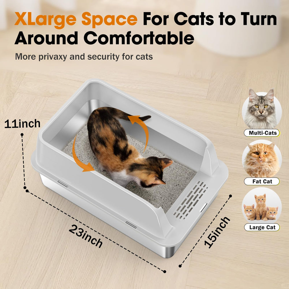 MIXJOY litter box with anti-slip pads keeps it steady during use.