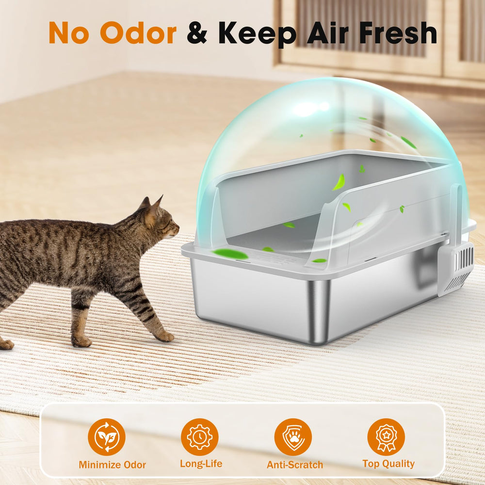 MIXJOY stainless steel litter box inner pan is easy to clean and non-stick.
