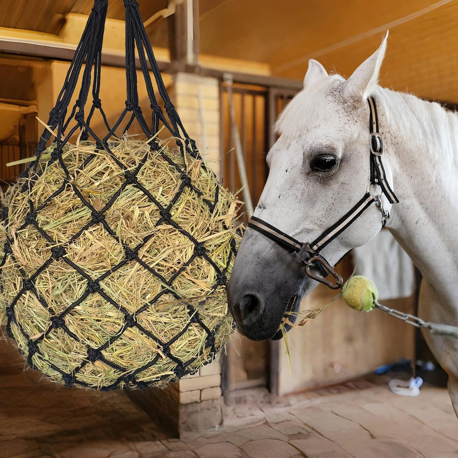 MIYABALA durable, weatherproof hay net designed for all-season use.