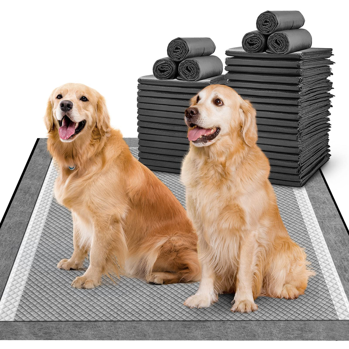 MIZOK charcoal dog pads 36x36in quick-dry surface for clean paws