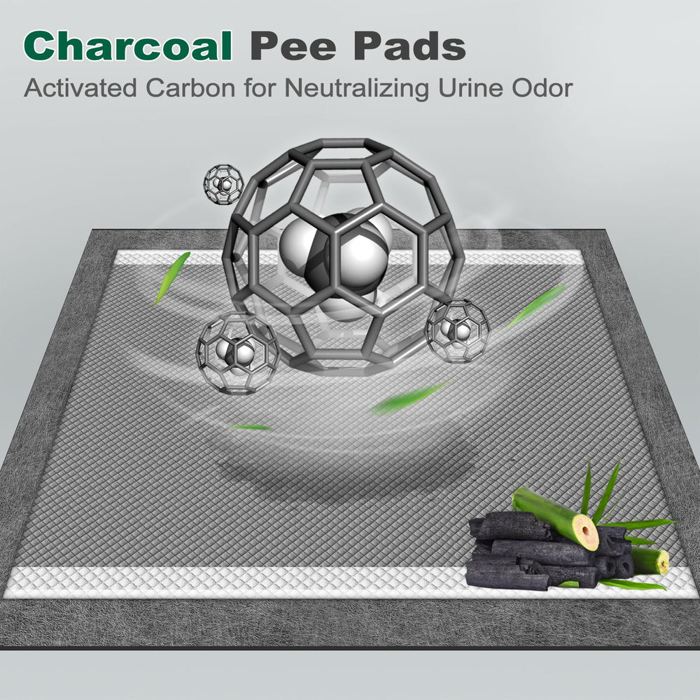 MIZOK Charcoal pee pad with four corner tabs for secure placement during training