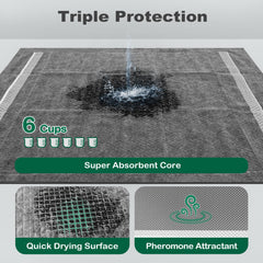 MIZOK Charcoal pee pad close-up of a thick, durable absorbent core