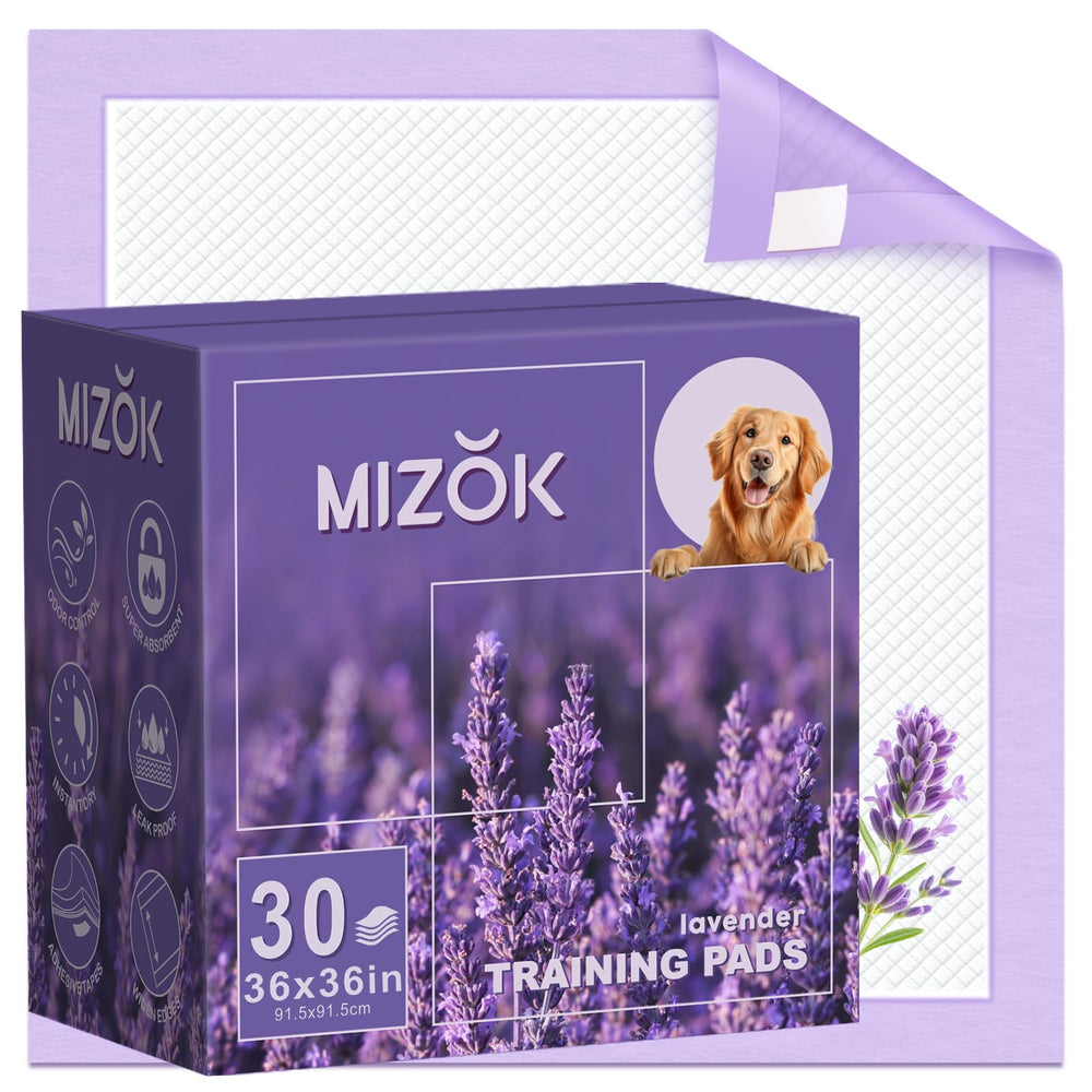 MIZOK dog pee pad 36x36in in purple lavender keeps training areas dry and tidy.