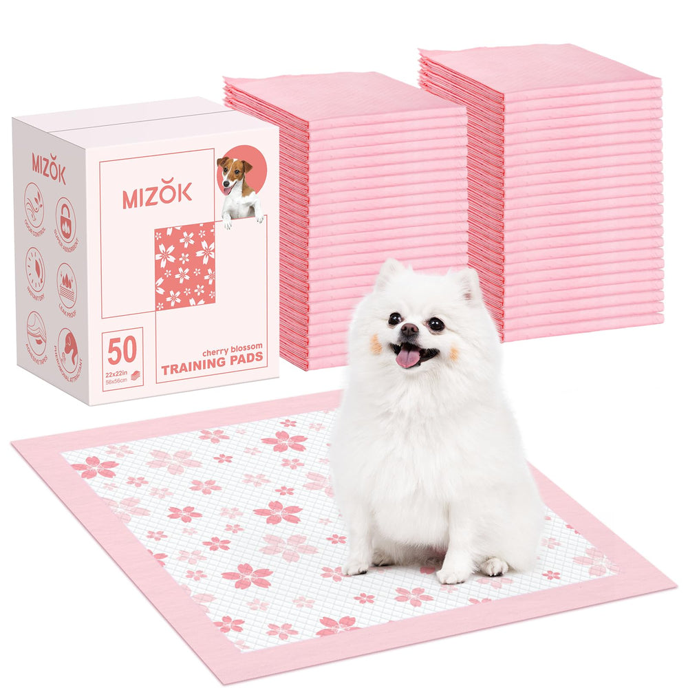 MIZOK Puppy Pads 22x22 cherry blossom pattern enhances training spaces