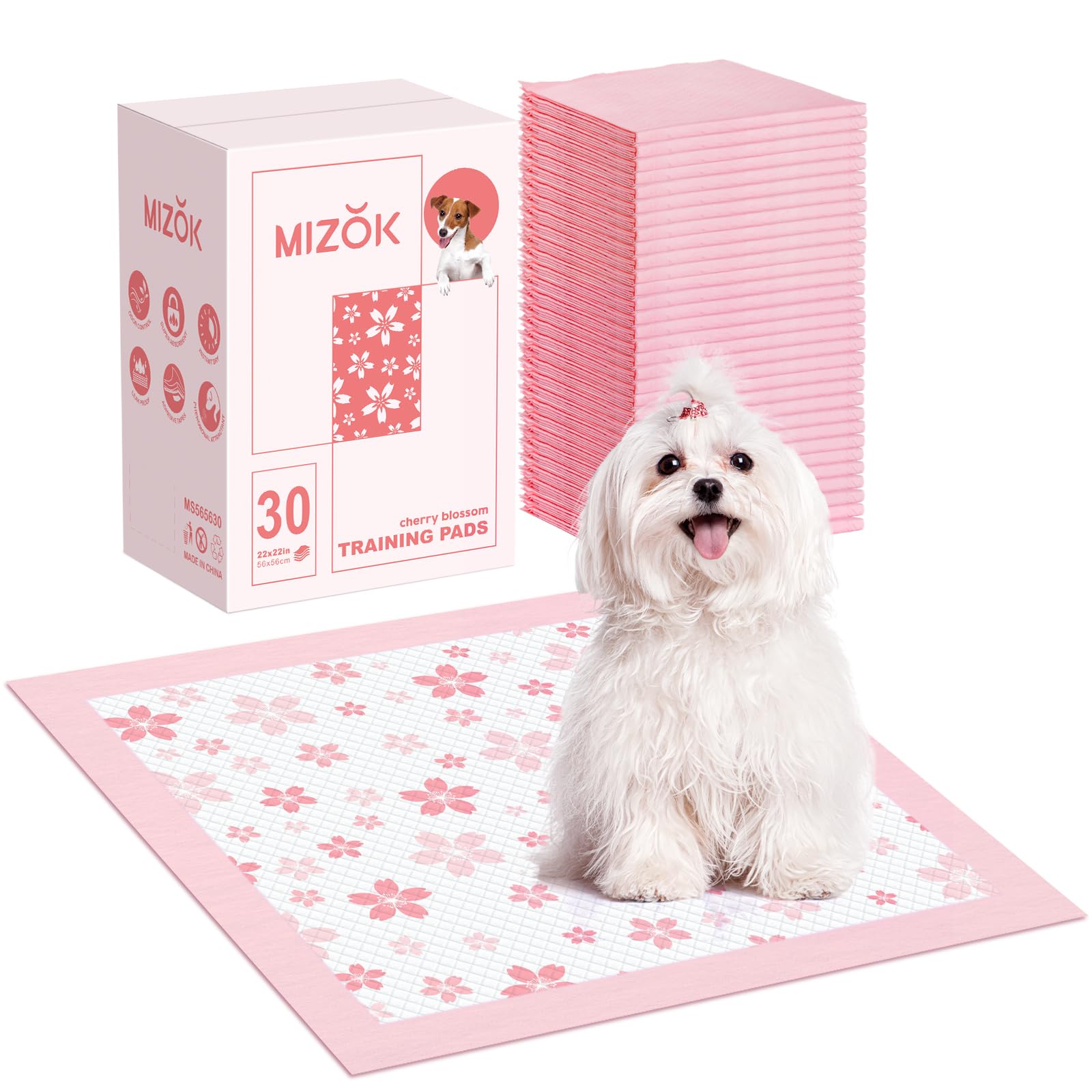 MIZOK puppy pads pink cherry blossom pattern enhances training comfort