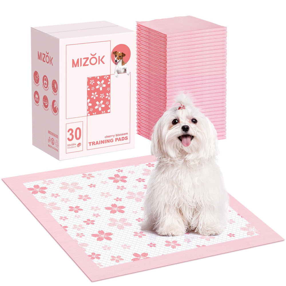 MIZOK puppy pads pink cherry blossom pattern enhances training comfort