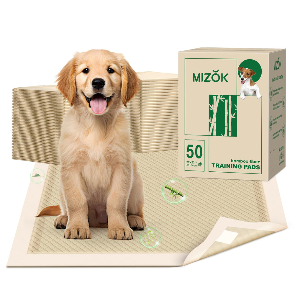 MIZOK puppy pads bamboo fiber close-up showing eco-friendly material for training use