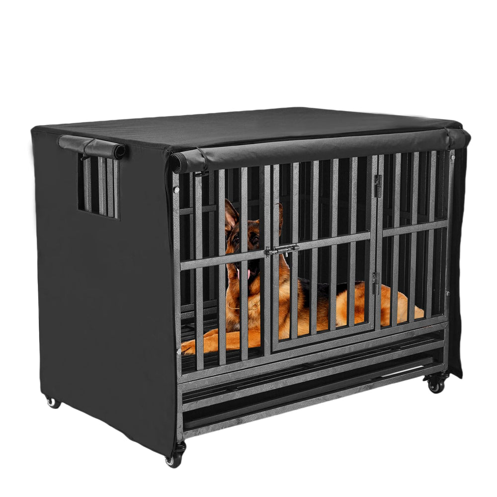 M JJYPET 48 inch crate cover fits snugly over a heavy duty crate, enhancing privacy
