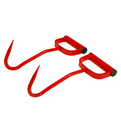 Mkienhy 11-inch red hay hook front view, sturdy steel for bale handling.
