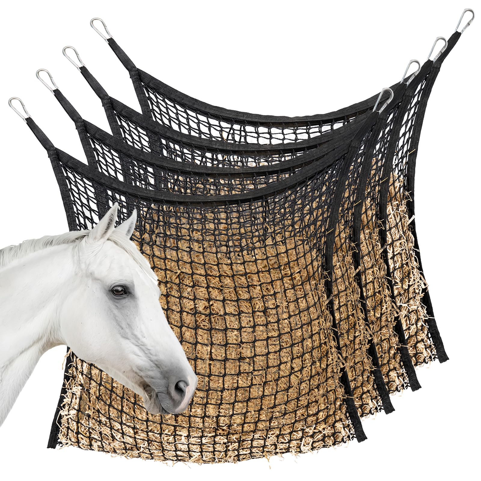 MKO SHUN slow-feed hay net for horses promotes extended grazing and reduced waste.