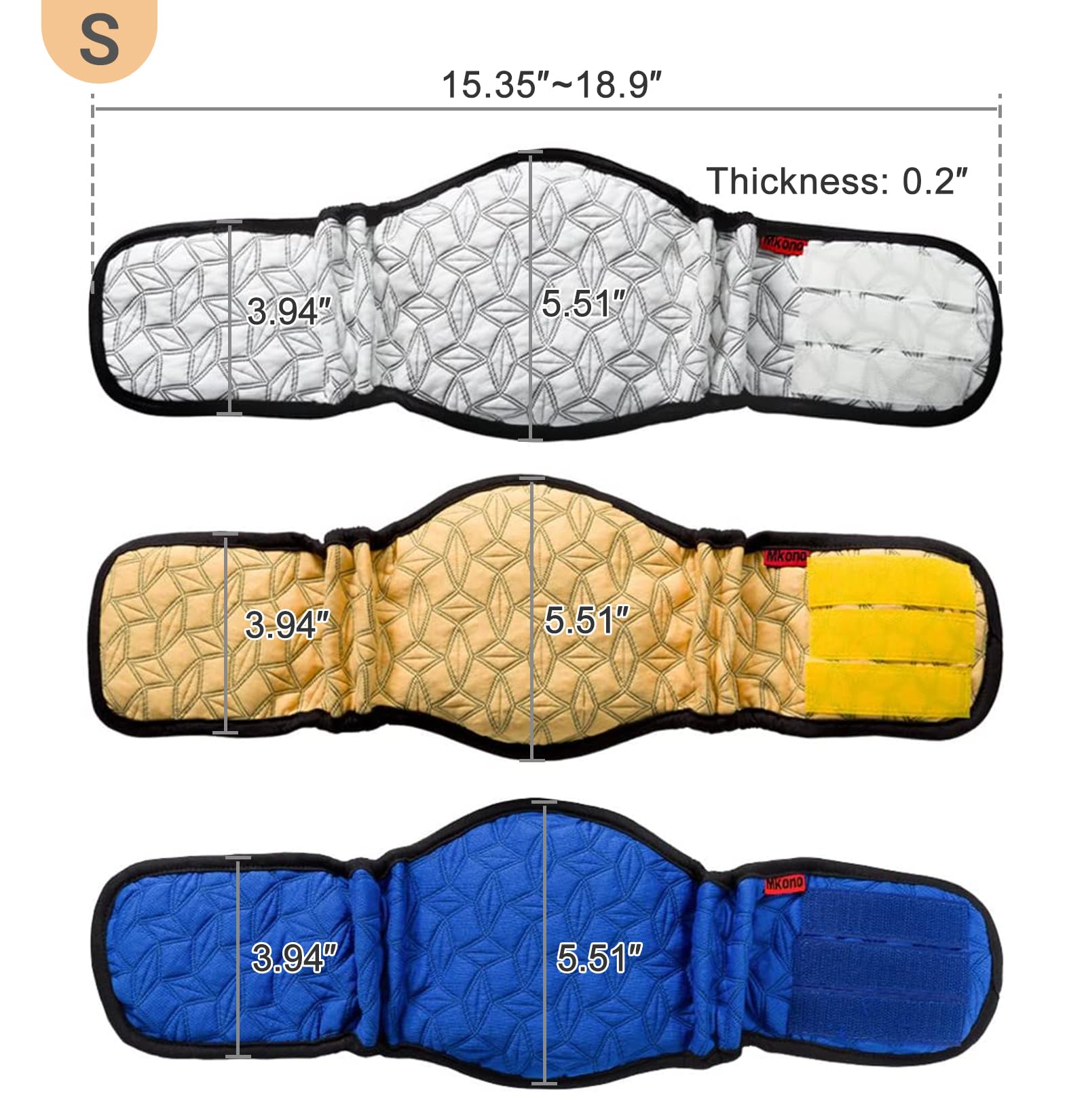 Mkono belly band wrap adjustable adhesive demonstrates secure size for small dogs.