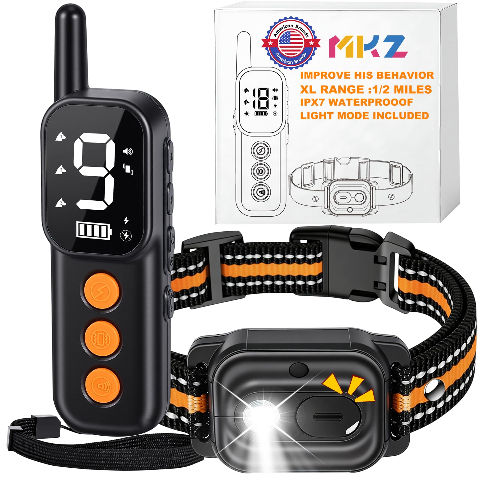 MKZ dog training collar remote control for wireless training up to long distances.