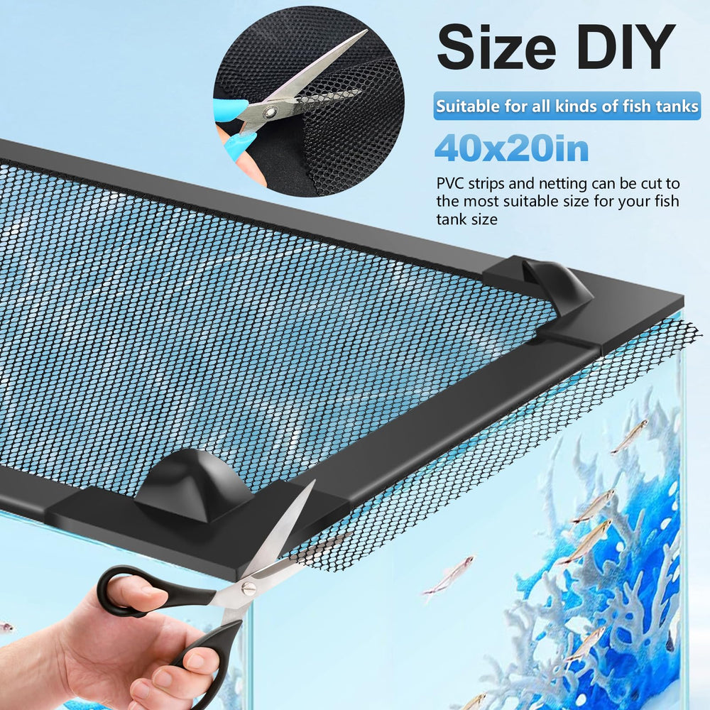 MLEJU DIY mesh lid being cut to fit curved tanks.