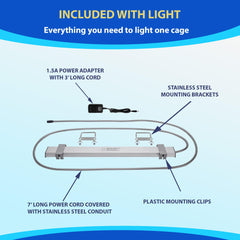 Chew Guard option attached on the HappyBird cage light for chewer protection.