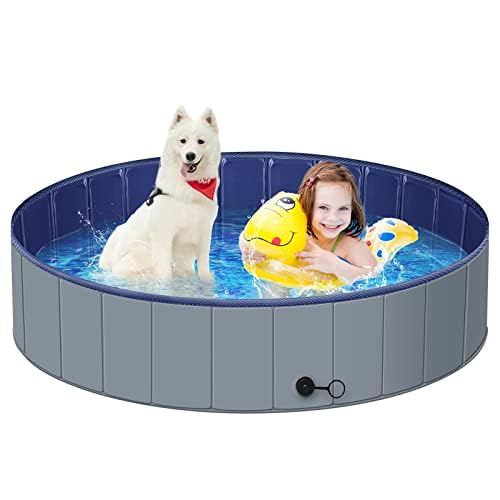MMdipon dog pool for large dogs, folded design, portable storage.