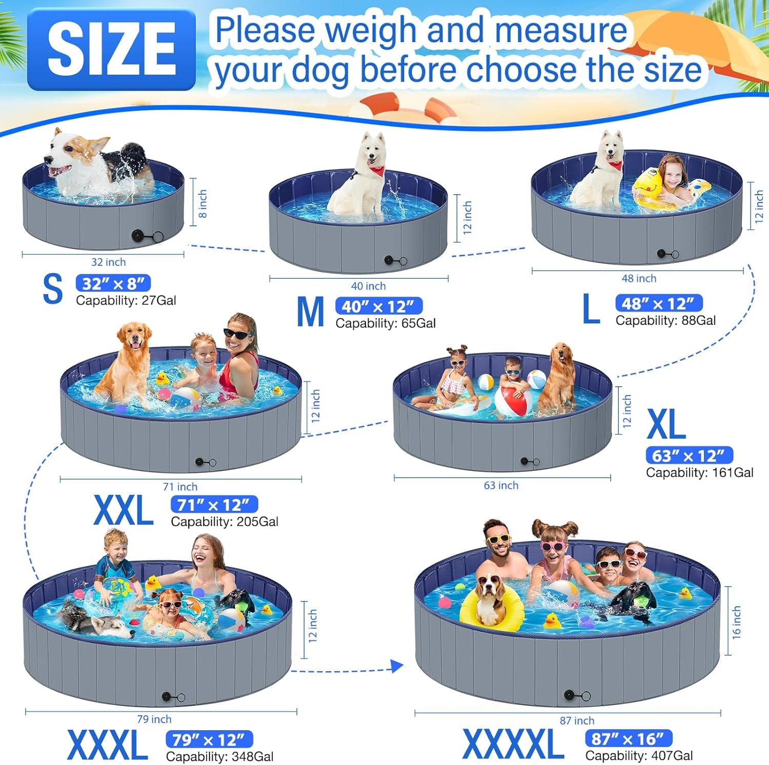 MMdipon XL dog pool folded flat for compact storage