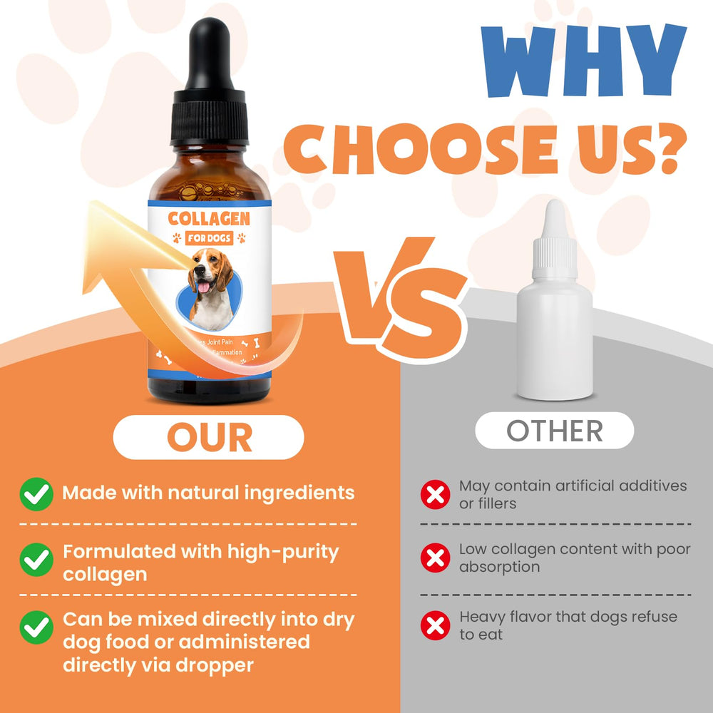 MNQAXZ collagen for dogs food mix shot showing adding drops to meals.