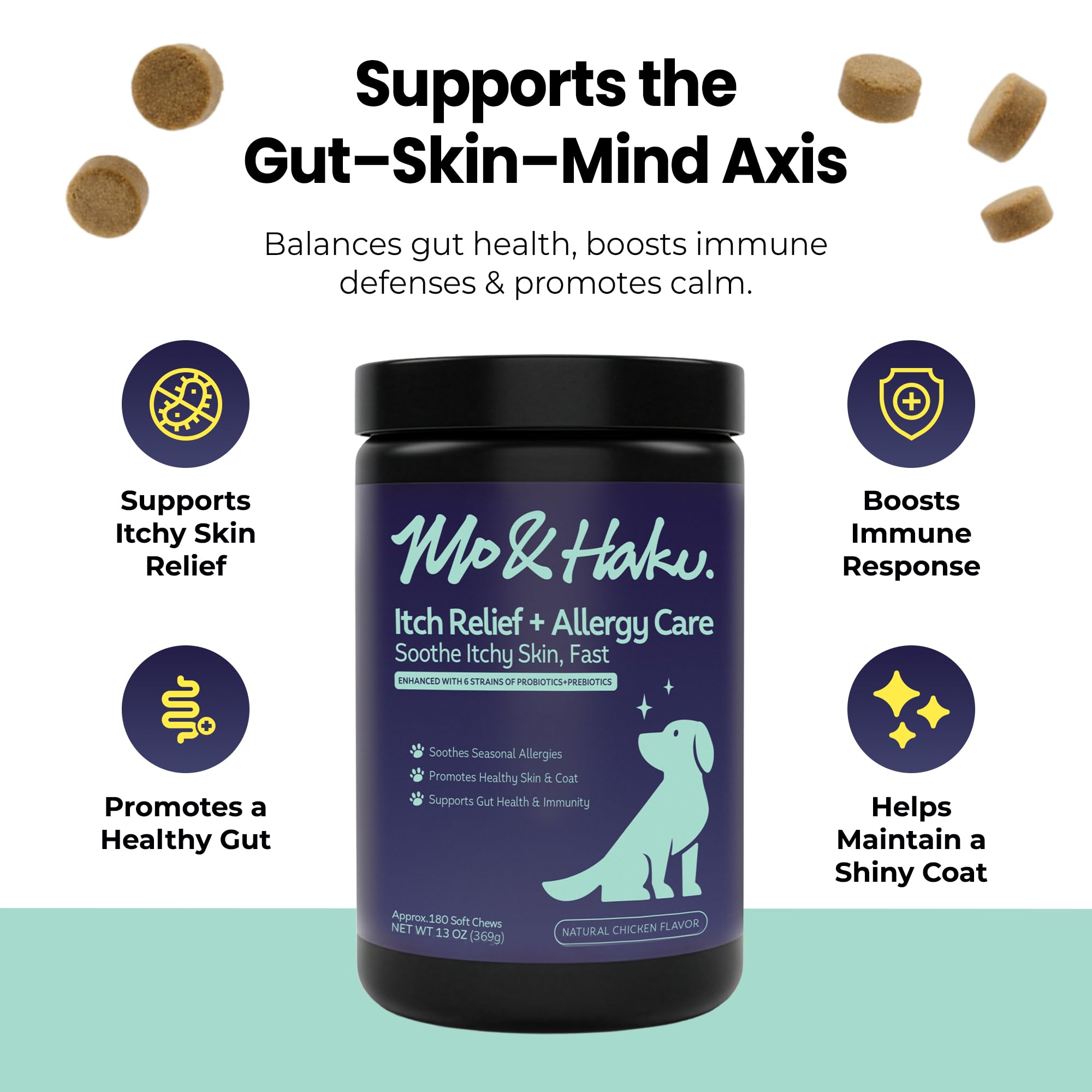 Mo & Haku colostrum probiotics ingredients label highlights gut-supporting blend.