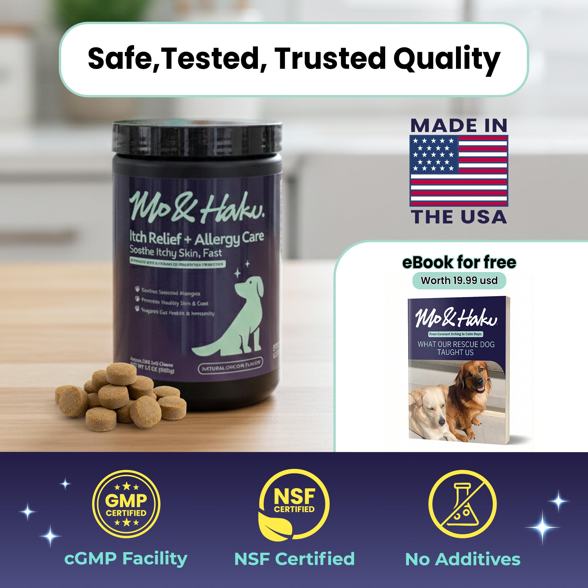 Mo & Haku hemp seed oil glow coat image supports glossy coat.