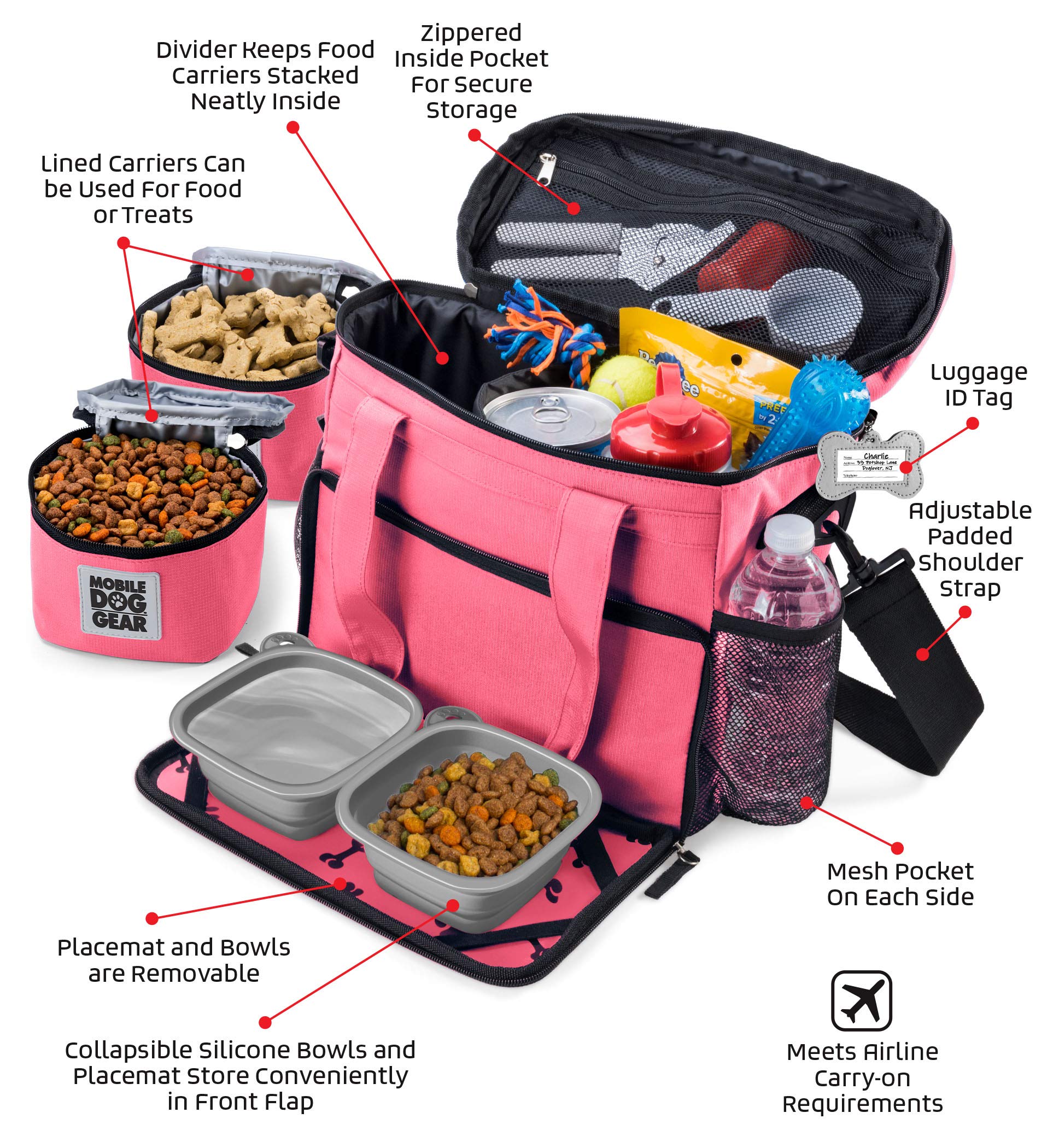 Mobile Dog Gear Week Away bag food carrier divider keeps meals organized