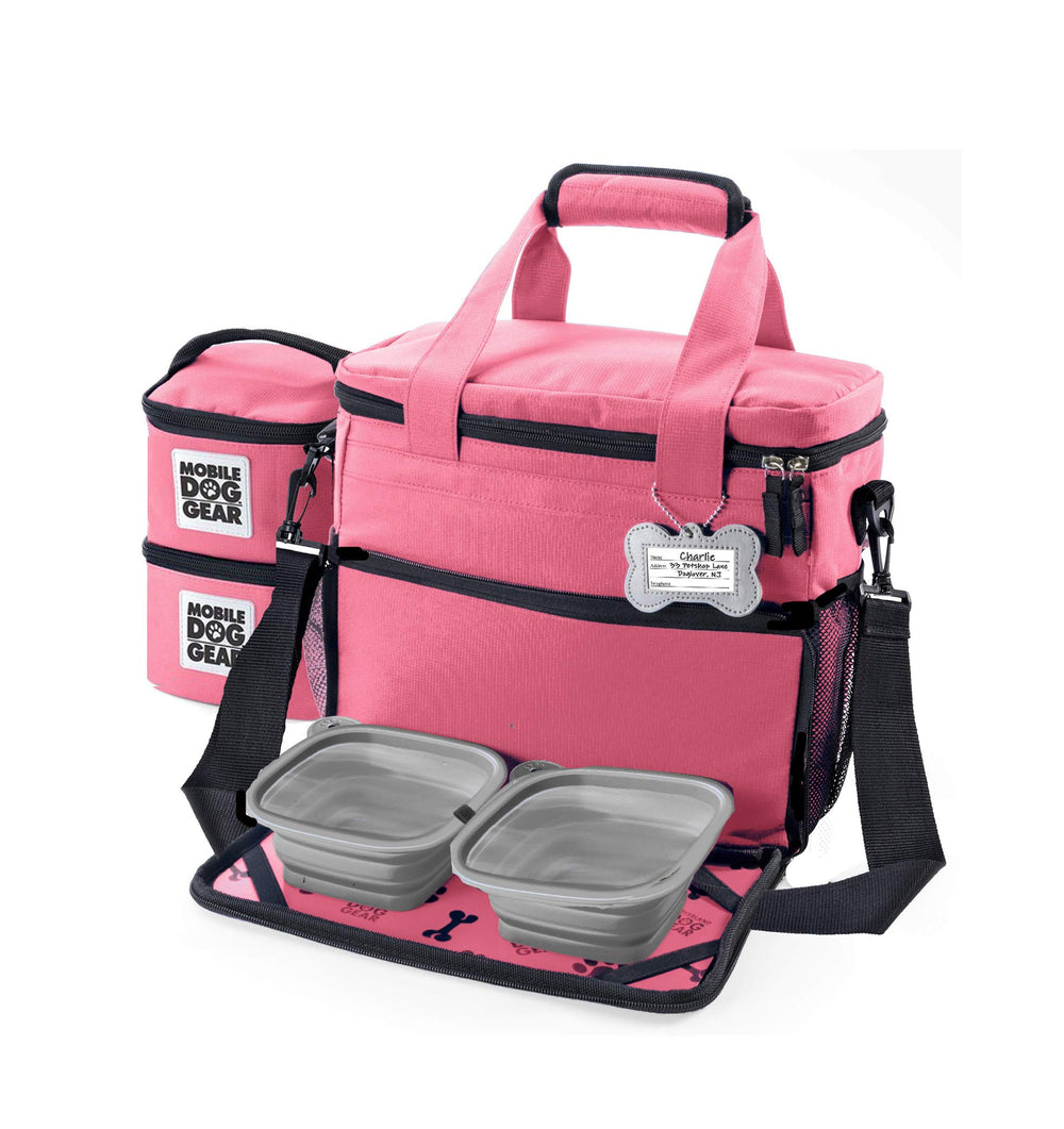 Mobile Dog Gear Week Away bag includes food carriers and placemat for mess-free meals